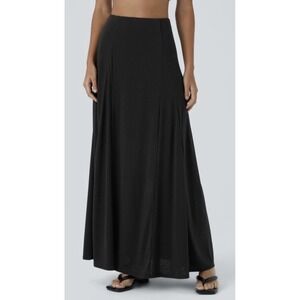 NEW! Halara High Waisted Side Zip Maxi Skirt Sz M Black Comfort Whimsy Goth